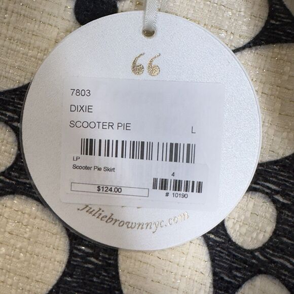 JULIE BROWN NY Skirt Mini size Large Navy Ivory Gold NWT - Picture 7 of 8